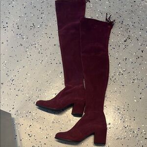 Stuart Weitzman Red Over the Knee Boots with Block Heel